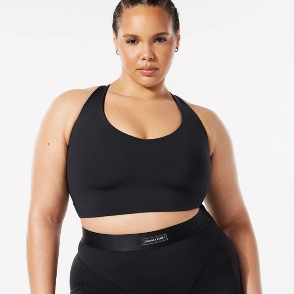 Savage X Fenty Wildcat black cropped open strappy back v neck tank top - Picture 2 of 10